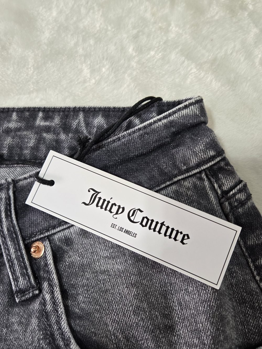Juicy Couture Venice Gray Marble Wash Women’s Straight Leg Jeans 20W New - Picture 5 of 9
